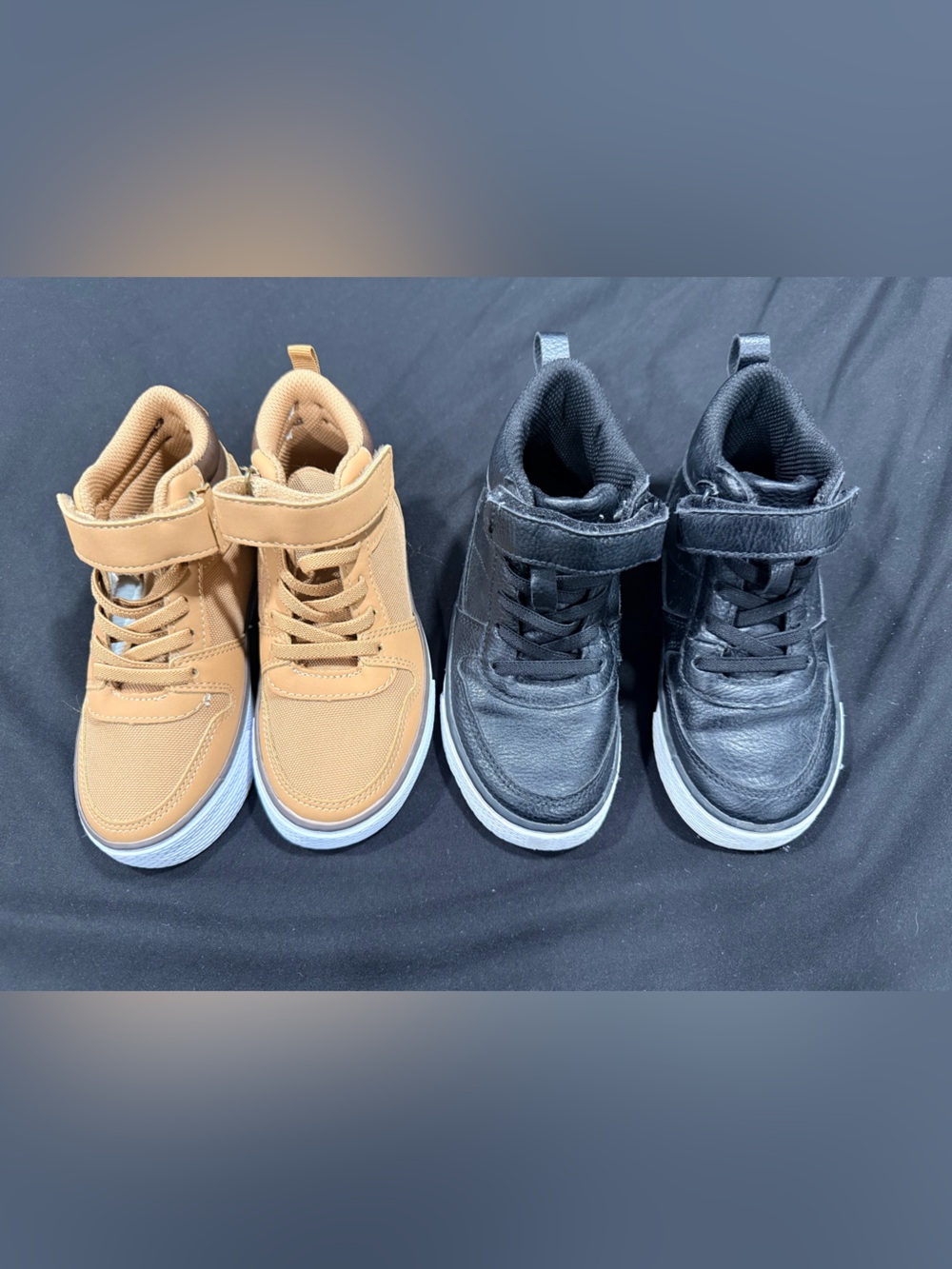 Kids High-Top Sneakers in Tan and Black - Comfortable Everyday Shoes (bundle)